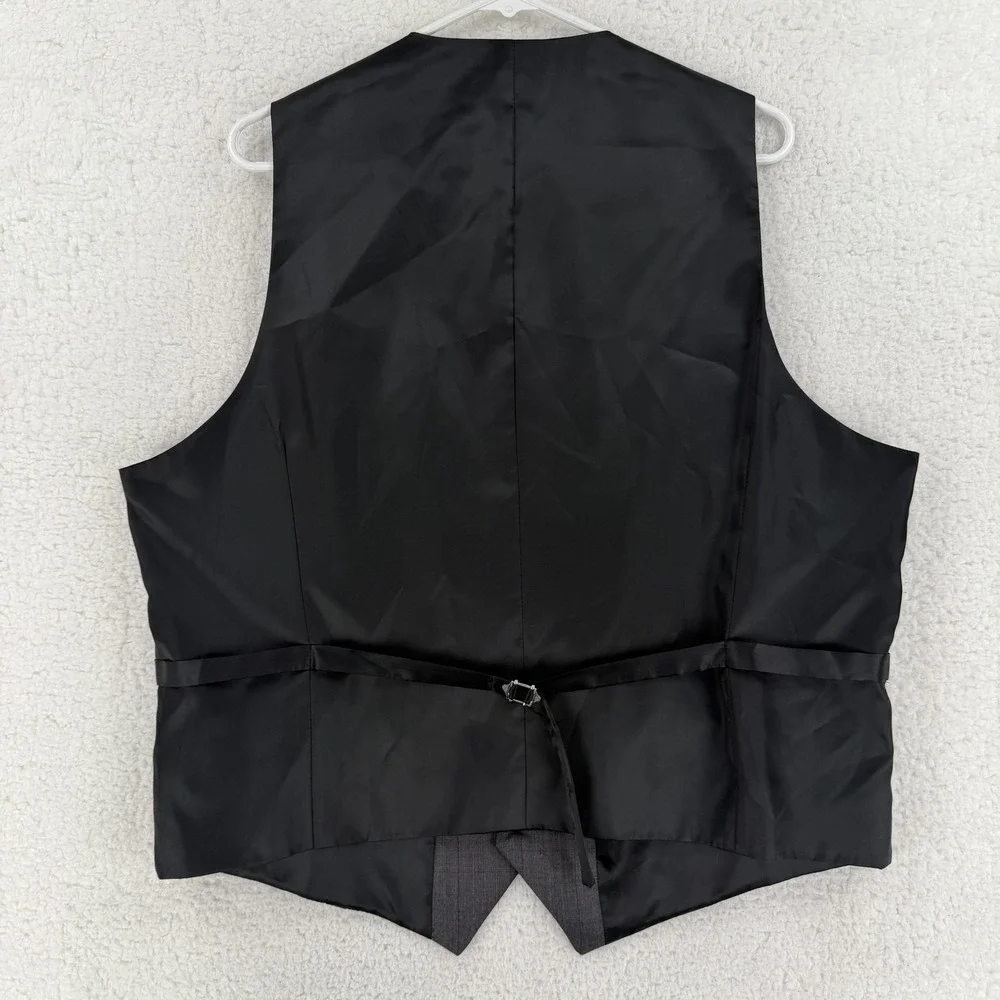 Tazio Suit Vest Mens 46R Gray Check 5 Button‎ Extra Slim Fit 3 Piece Formal